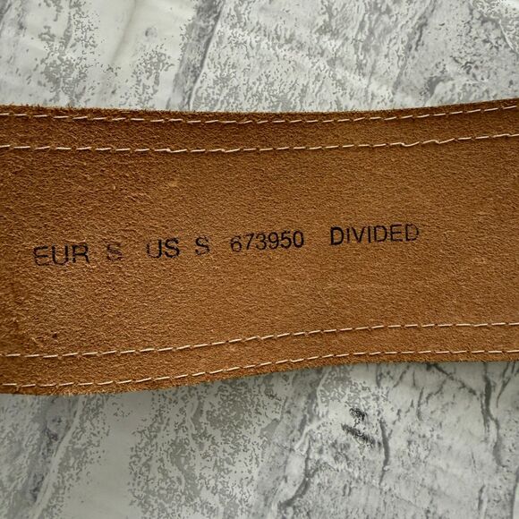 VTG Divided H&M Vintage Brown Leather Double Buckle Wide Waist Cinch Belt Sz S main image 10